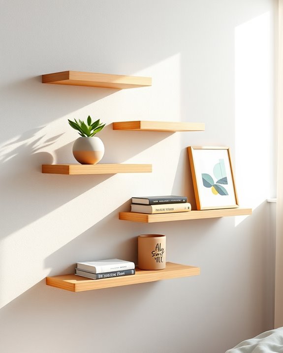 stylish floating shelf arrangements