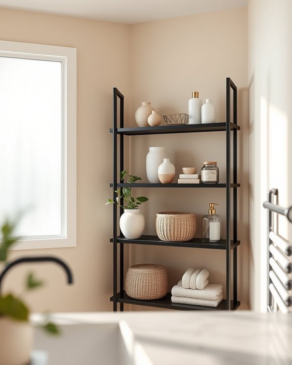 stylish functional bathroom shelving