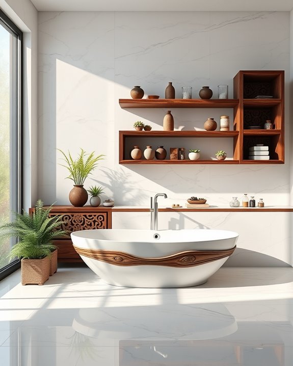 stylish functional bathroom shelving