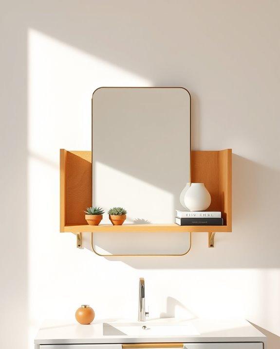 stylish functional mirror shelves