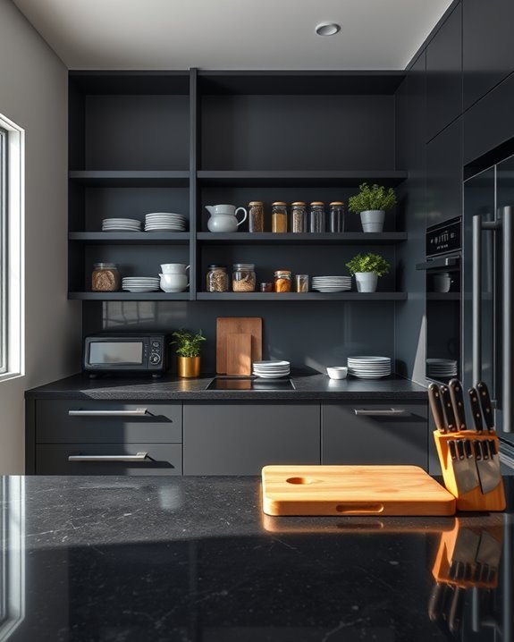 stylish functional open shelving