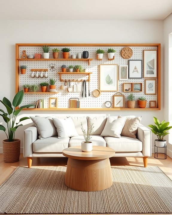 stylish functional pegboard display