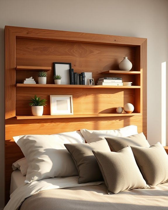 stylish functional wooden headboard