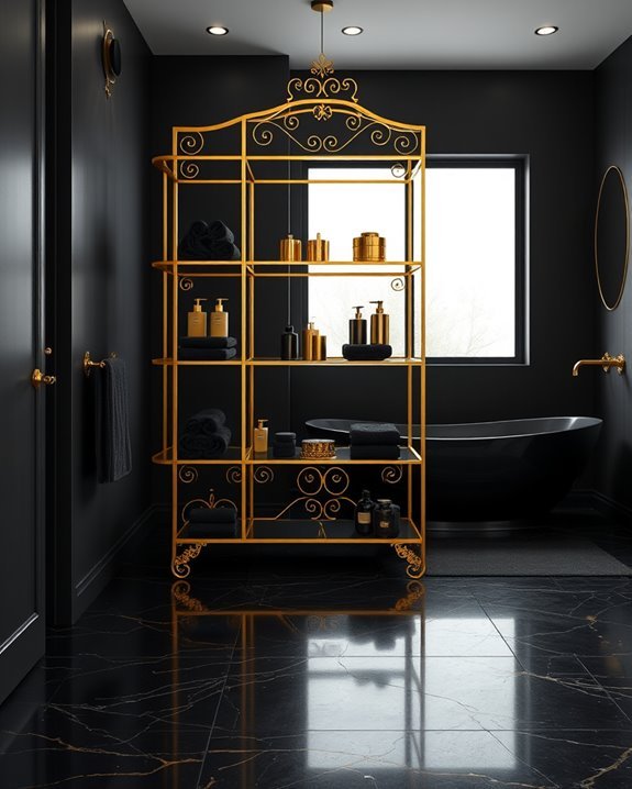 stylish gold shelving units