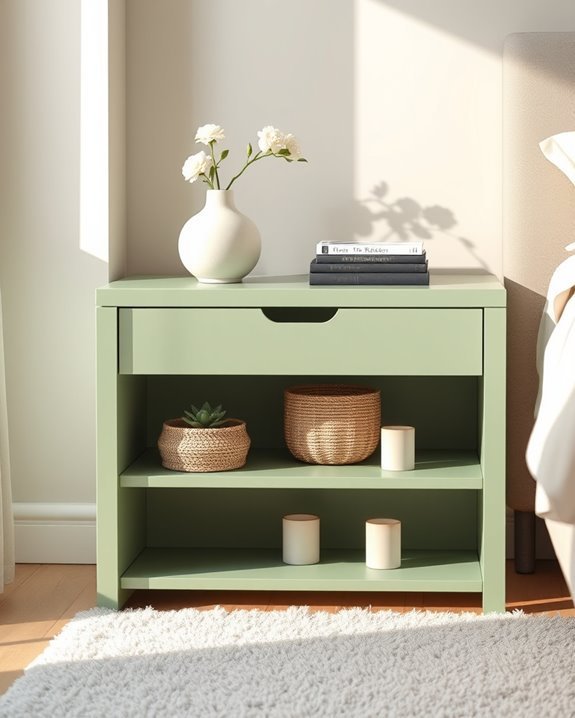 stylish green bedside table