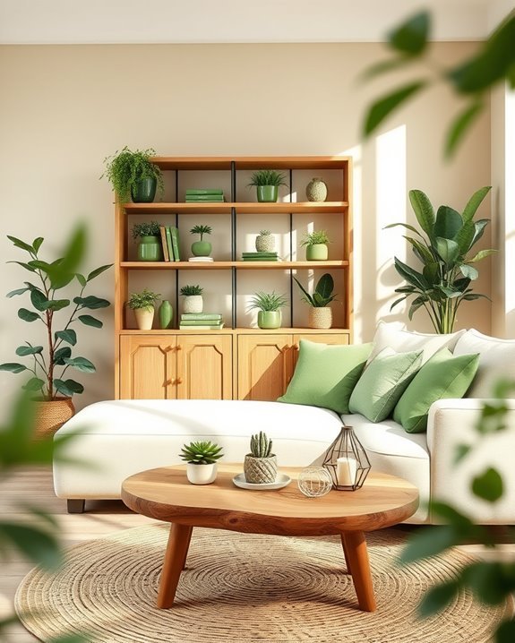 stylish green display cabinets