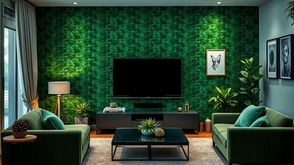 stylish green tv accents