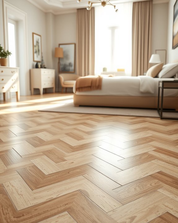 stylish herringbone bedroom tiles