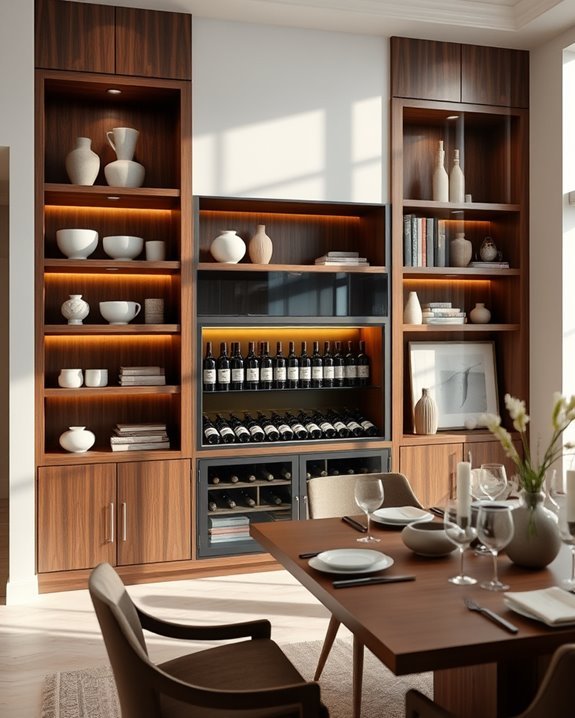 stylish integrated wine storage
