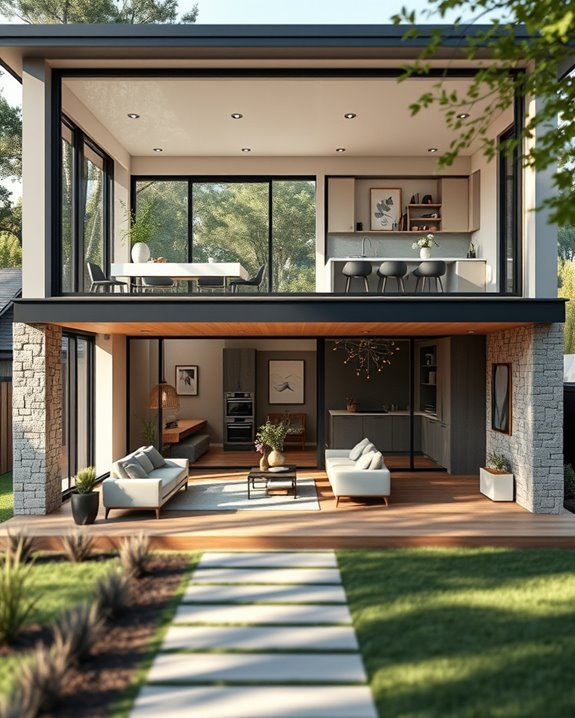 stylish multi level living design
