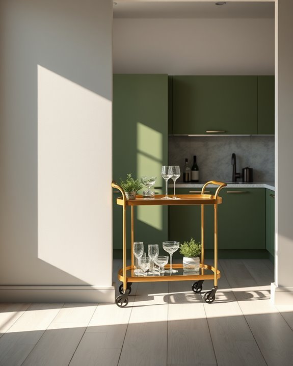 stylish olive bar cart