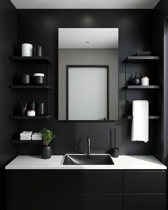 stylish open black shelving