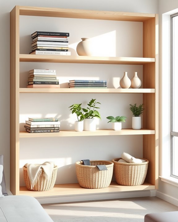stylish open shelving baskets