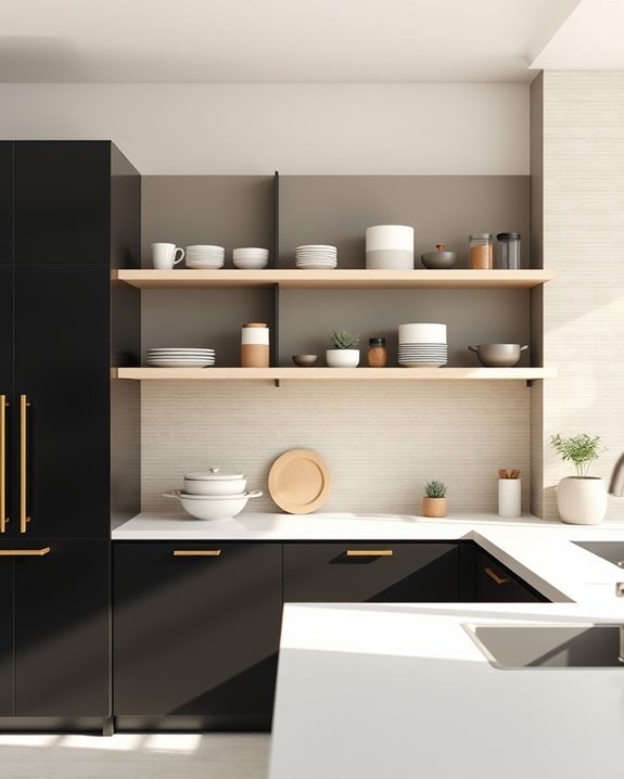 stylish open shelving display