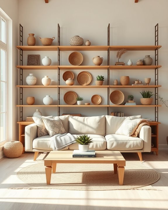 stylish open shelving displays