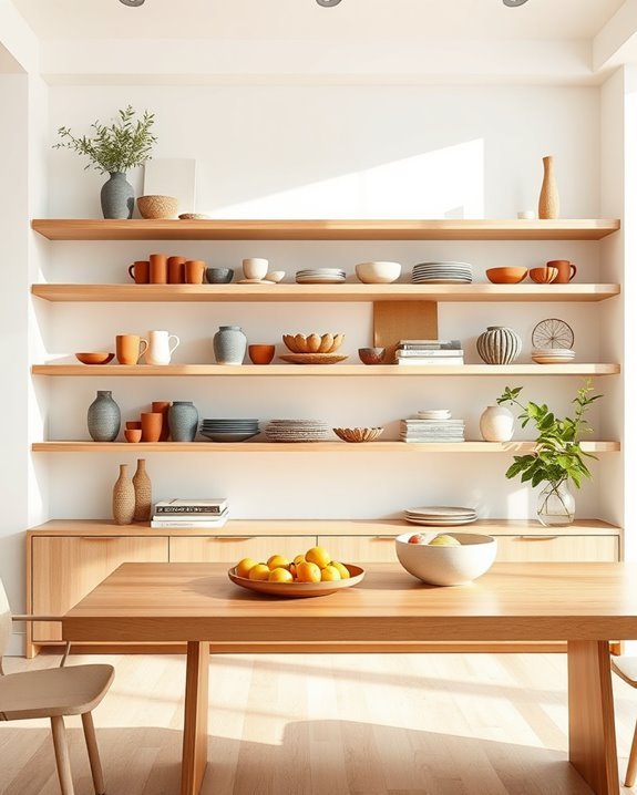 stylish open shelving displays