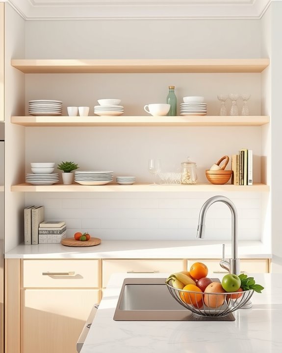 stylish open shelving organization