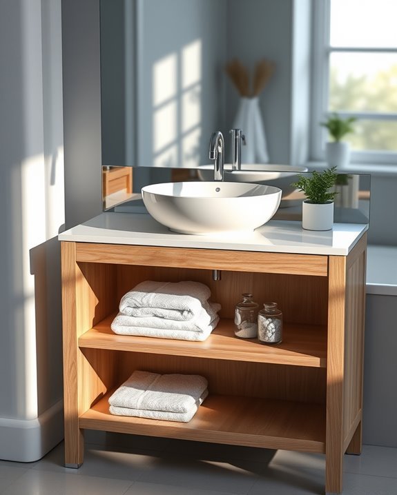stylish open shelving vanities