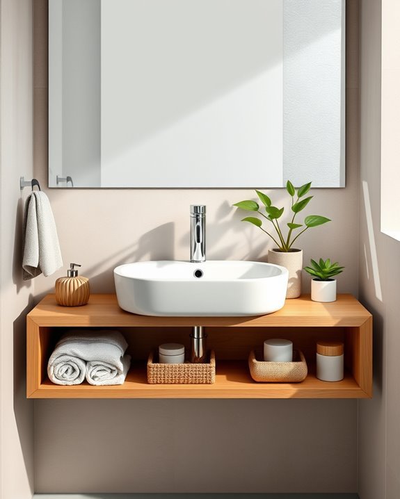 stylish open sink shelving