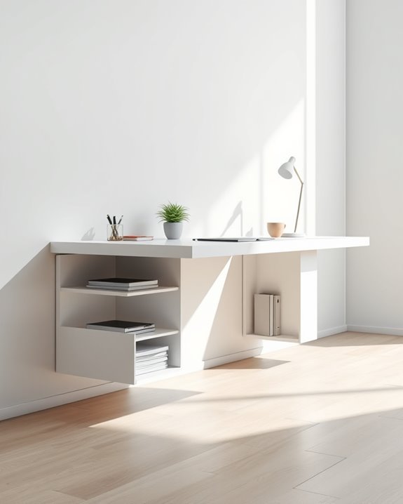 stylish organized floating desk