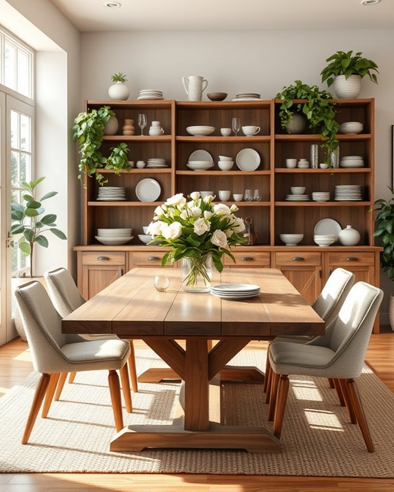 stylish organized open shelving