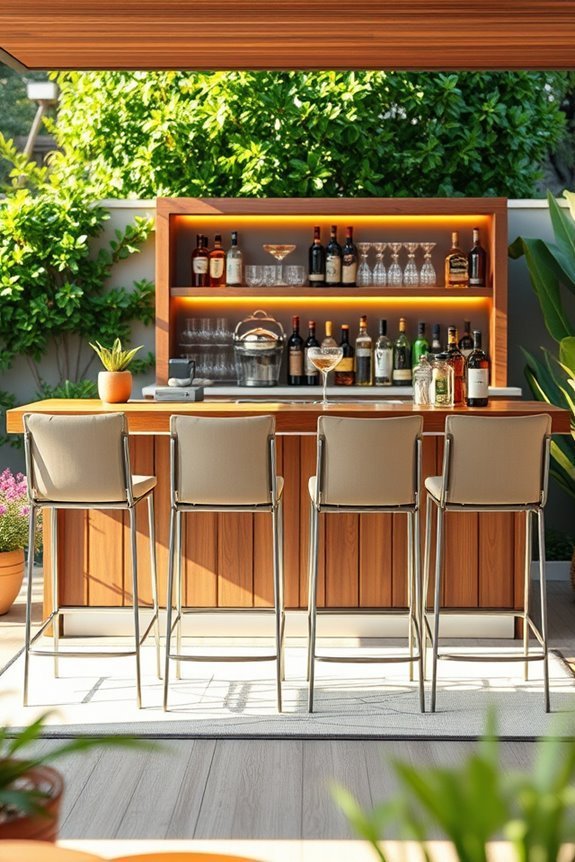 stylish outdoor bar setup