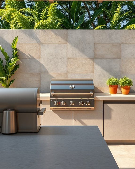 stylish outdoor concrete backsplash