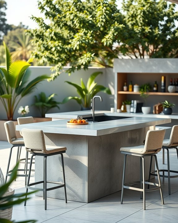 stylish outdoor concrete bar