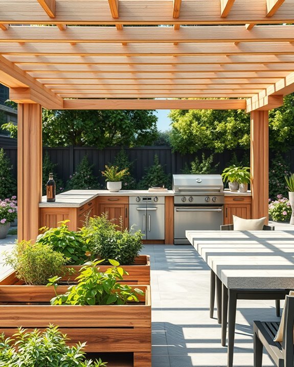 stylish outdoor kitchen pergola