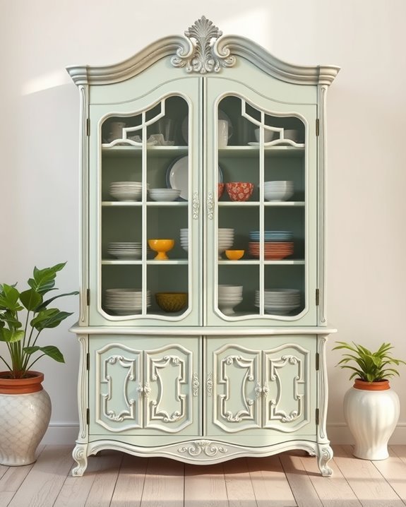 stylish painted glass cabinet