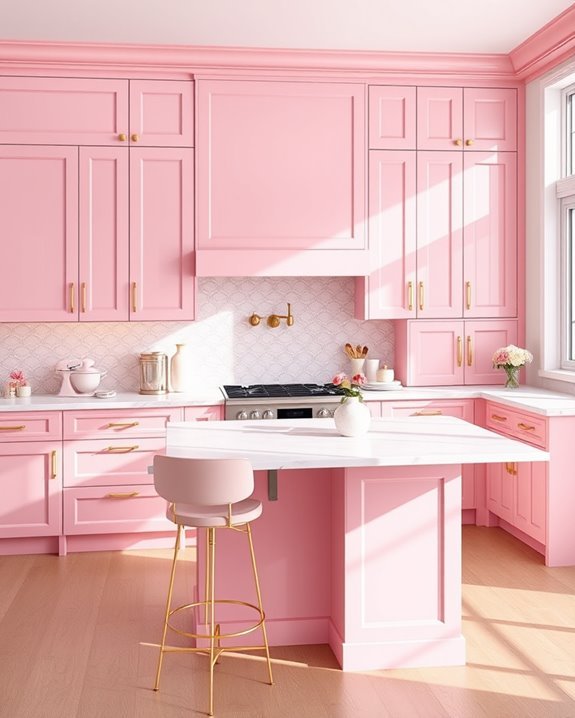 stylish pink kitchen cabinets