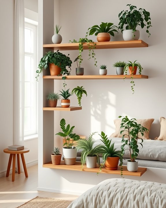 stylish plant display shelves