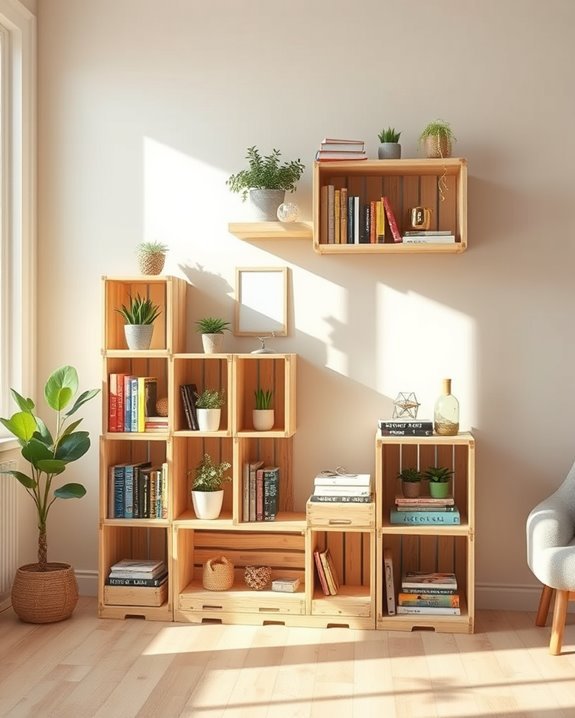 stylish repurposed crate bookshelf