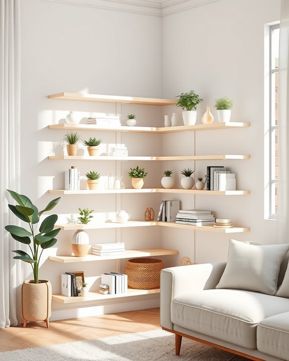stylish space saving corner shelves