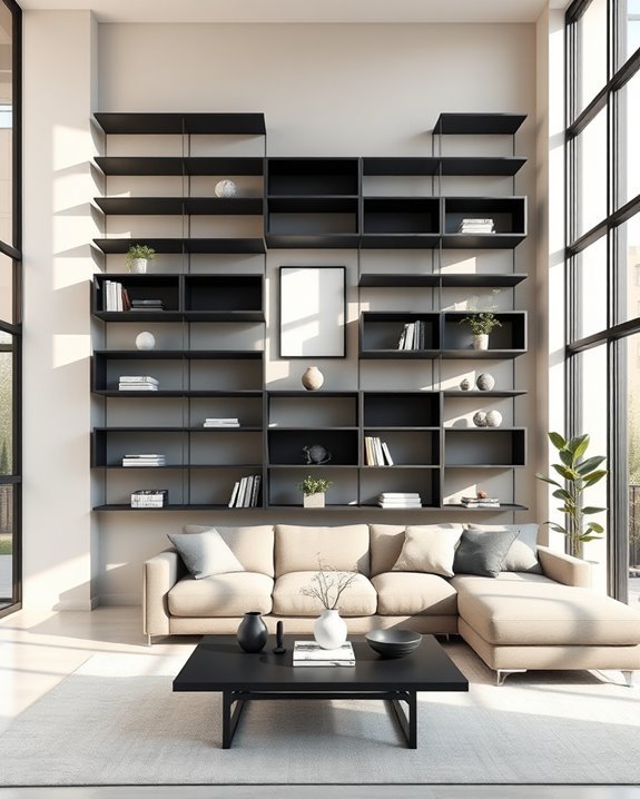 stylish spacious black shelving