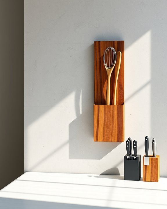 stylish wall mounted utensil storage