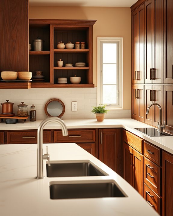 stylish warm wooden cabinets