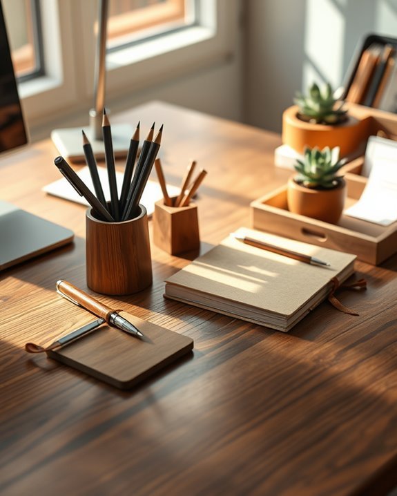 stylish wooden desk accessories