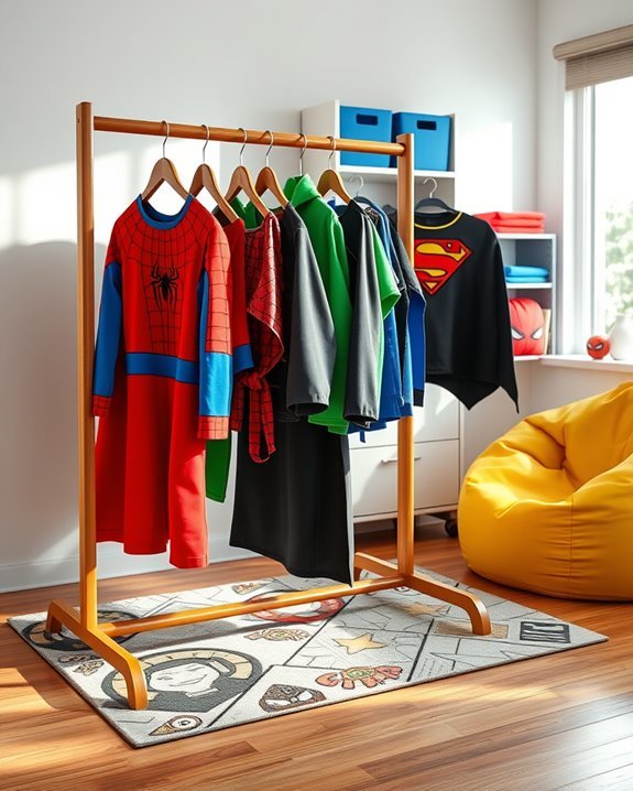 superhero costume display area