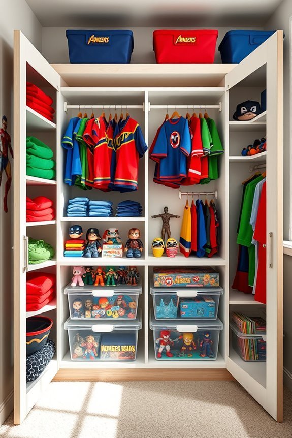 superhero themed closet organization