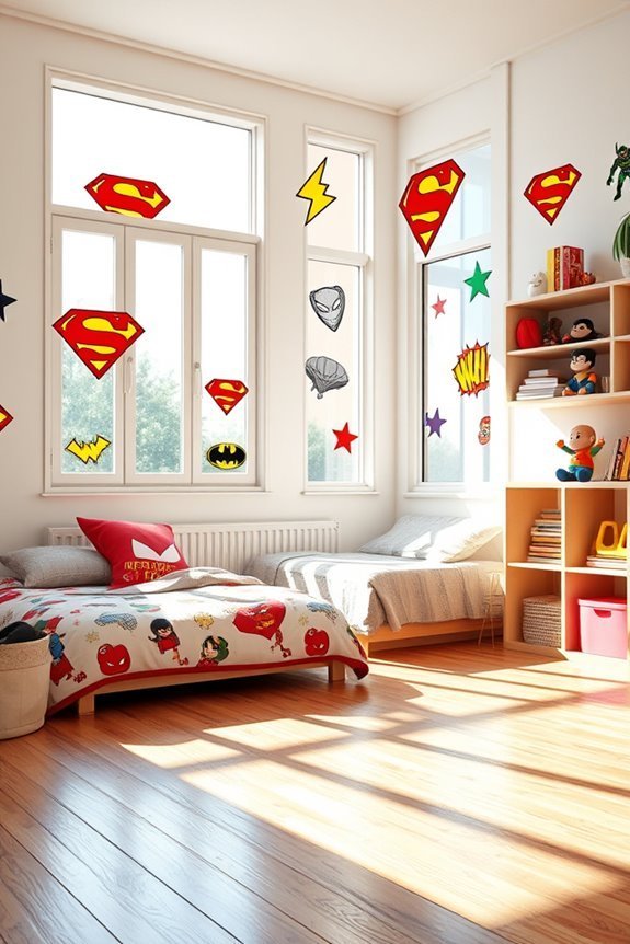 superhero themed removable window decals