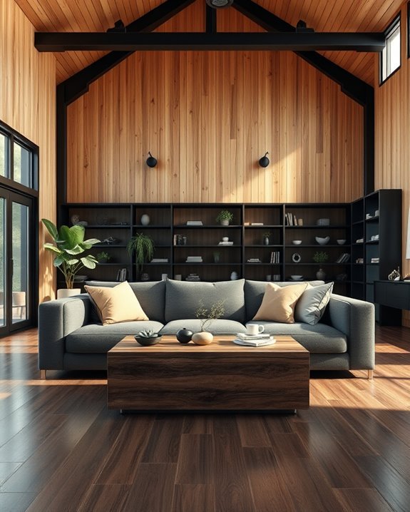 sustainable black and wood design