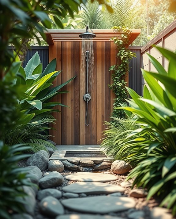 sustainable rainwater shower setup