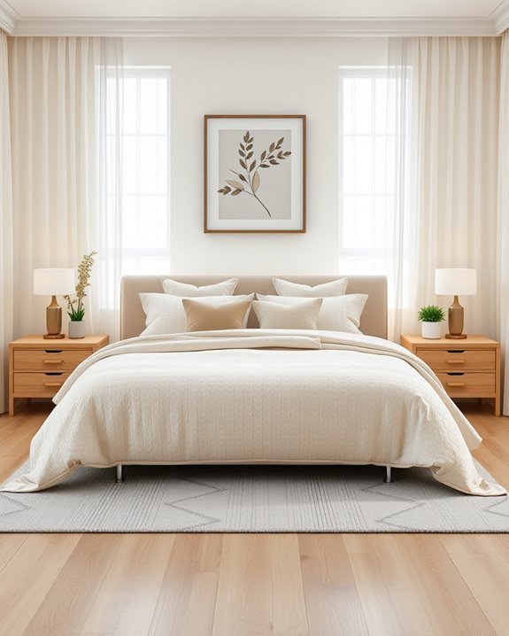 symmetrical dual nightstands enhance functionality