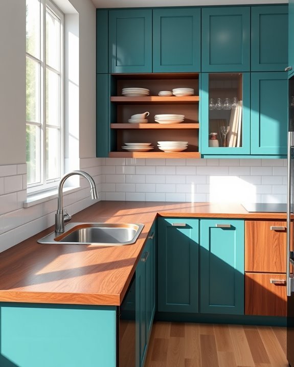 teal cabinets mahogany elegance