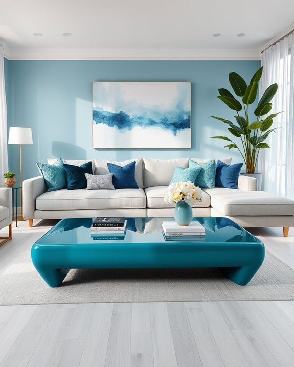 teal coffee table elegance