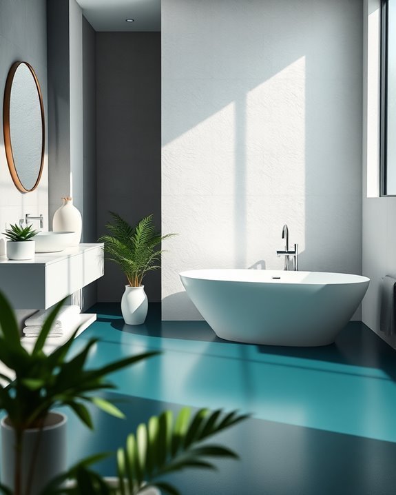 teal contrast enhances bathrooms
