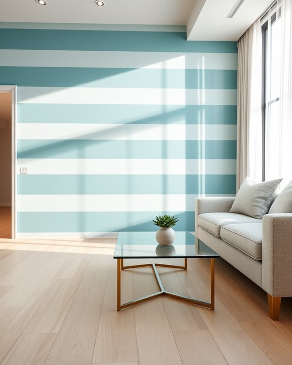 teal striped wall elegance
