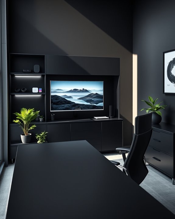 tech savvy black wall office