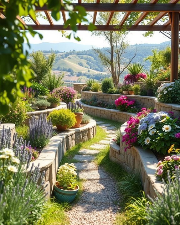 terraced gardens enhance slopes